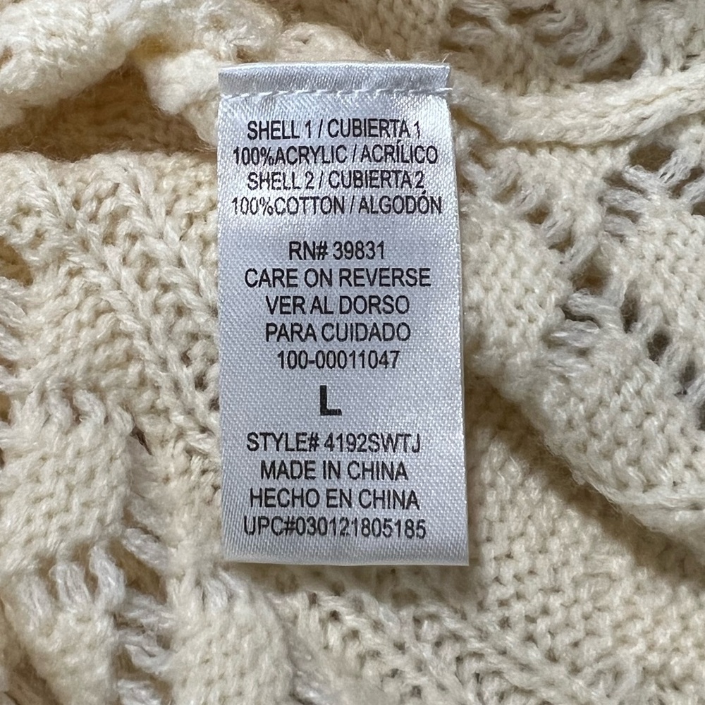 Takara Cream Knit Sweater With Lace Skirt Ling Sleeves Size L - Picture 7 of 8